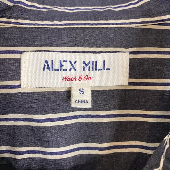 Alex Mill Mens S Black Ivory Mill Shirt in Halo Stripe Long Sleeve Button Up - Picture 5 of 6